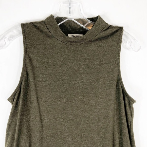 Madewell Medium Blouse Tune Mockneck Tank Top Army Green Knit Pullover 437 - Picture 4 of 6
